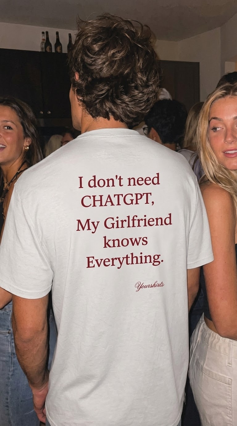 Person at a party wearing a YourShirts graphic tee